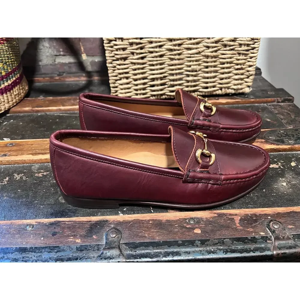 Jay Butler Millbank Bit Loafer Burgundy Full Grain Leather Gold Bit Size 8.5